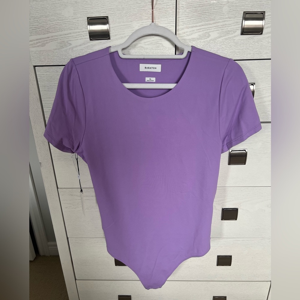 Aritzia Lavender Purple Short Sleeve Bodysuit